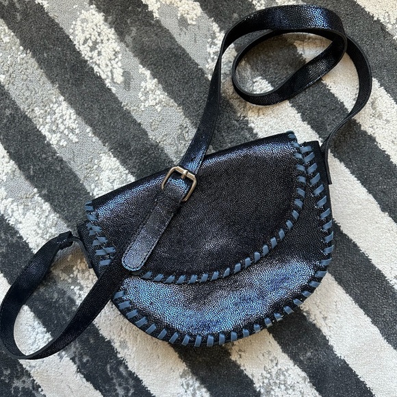 Spell Midnight Navy Shimmering Leather Bag - Picture 3 of 5